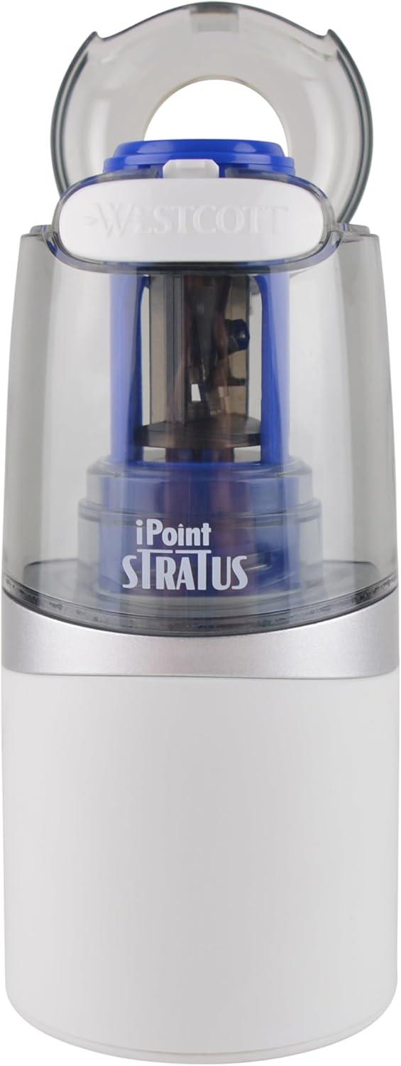imageWestcott 17794 iPoint Stratus Battery Pencil Sharpener with TitaniumBonded Blades and PopTop Canister for School Office and Home Assorted ColorsStratus