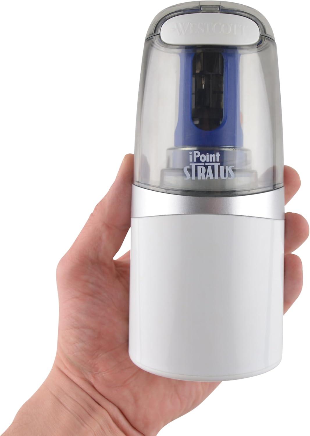imageWestcott 17794 iPoint Stratus Battery Pencil Sharpener with TitaniumBonded Blades and PopTop Canister for School Office and Home Assorted ColorsStratus