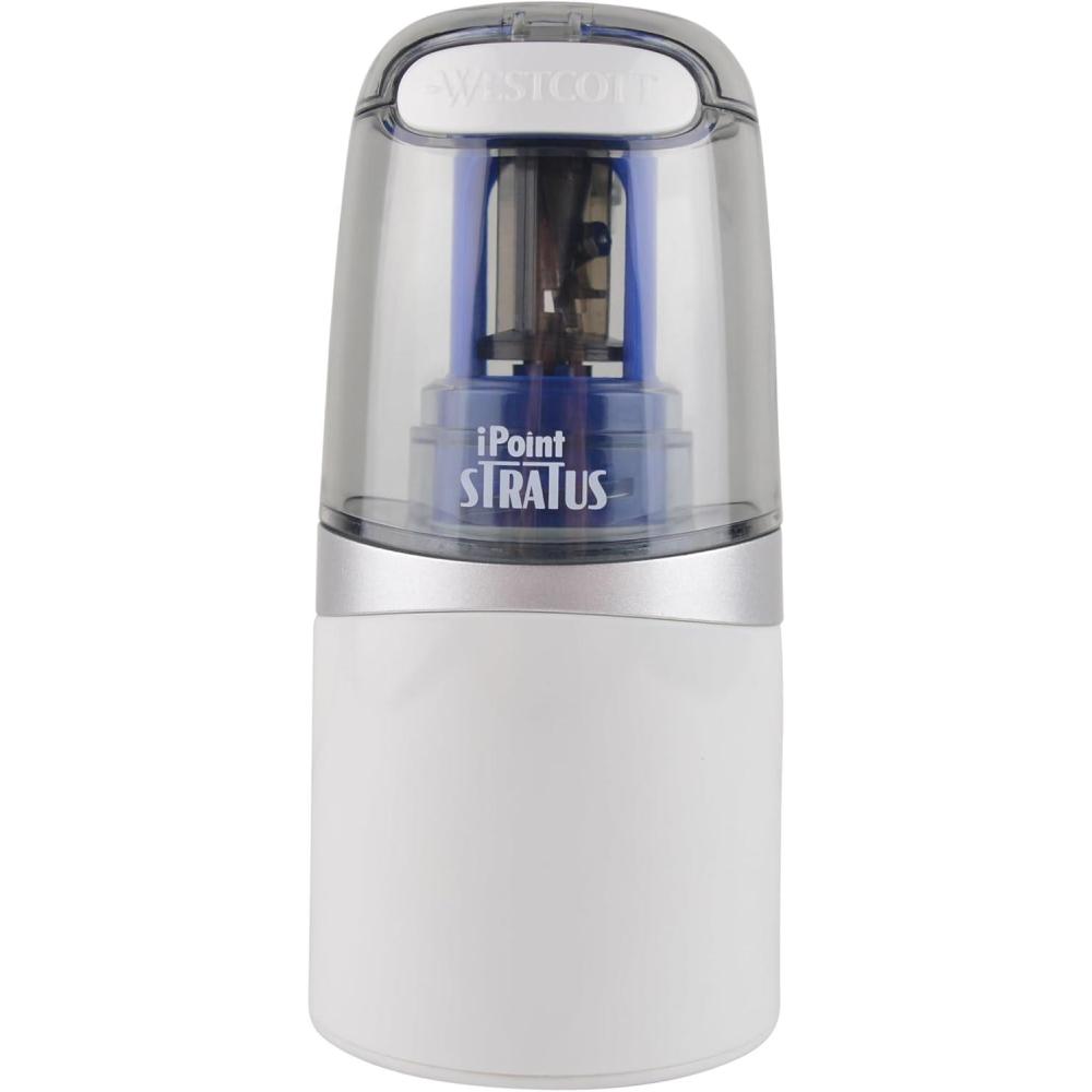 imageWestcott 17794 iPoint Stratus Battery Pencil Sharpener with TitaniumBonded Blades and PopTop Canister for School Office and Home Assorted ColorsStratus