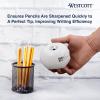 imageWestcott iPoint Eclipse Battery Pencil Sharpener Unique TwoBlade Technology EZView Reservoir Requires 4 AA Batteries White for Home Small Office Classroom Back to School School Supplies
