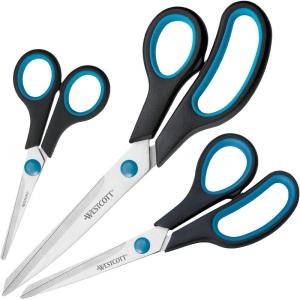 imageWestcott Easy Grip Scissors 3 pieces Blue  Set of 3 universal scissors with comfort grip  Extra sharp ampamp durable stainless steel blade  Scissors for crafting household school ampamp office  N90032 00