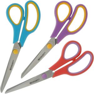 imageWestcott Easy Grip Scissors 3Piece Set  Universal Scissors with Comfort Grip  Extra Sharp ampamp Durable Stainless Steel Blades  Ideal for Crafting Household School ampamp Office  N90033 00