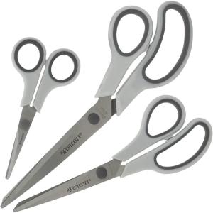 imageWestcott Easy Grip Scissors Set of 3 Universal Scissors with Comfort Handle Extra Sharp ampamp Durable Stainless Steel Blade Scissors for Crafts Home School and Office N90029 00GreyCharcoal Grey