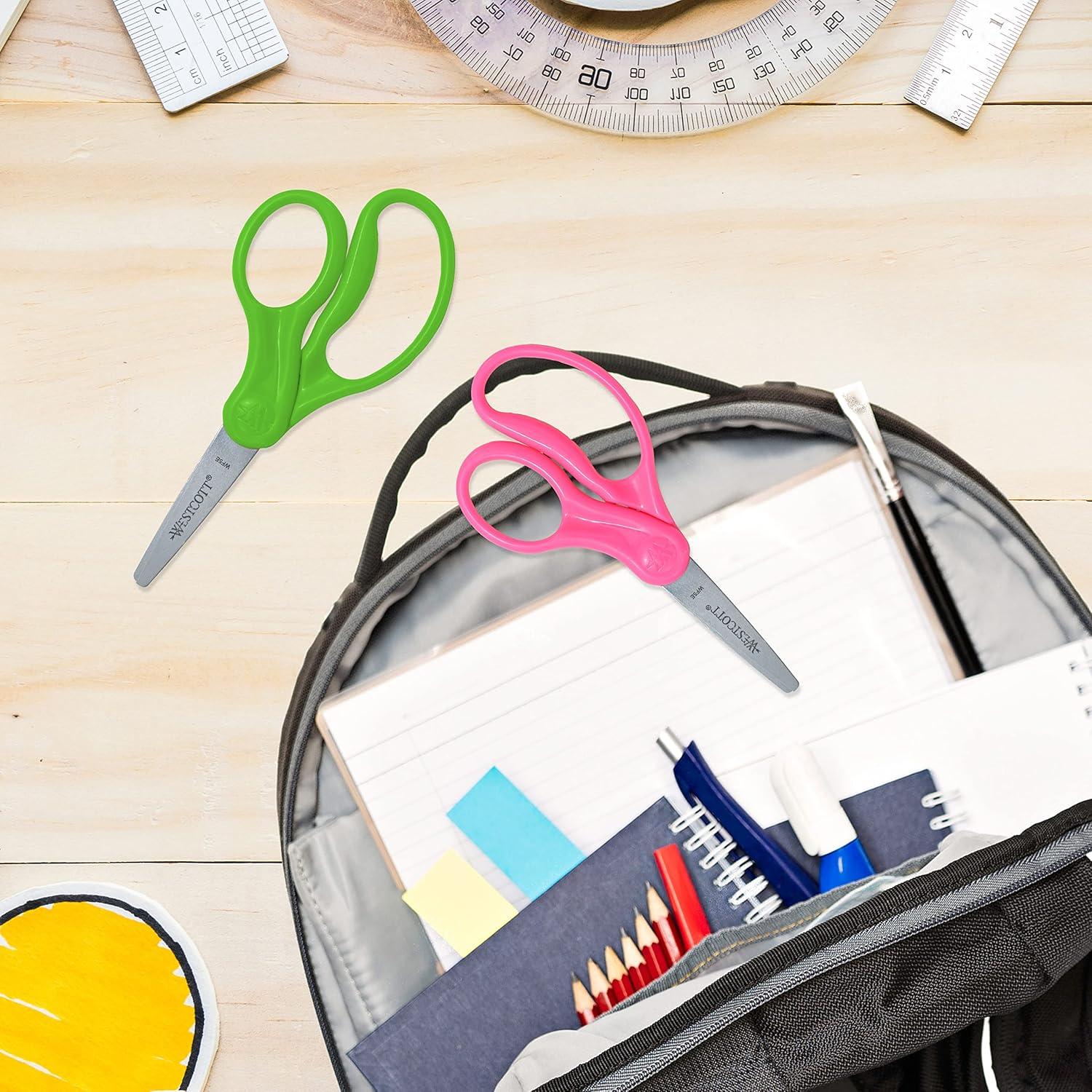 imageWestcott Hard Handle Kids Scissors 5quot Pointed Assorted Colors 2Pack