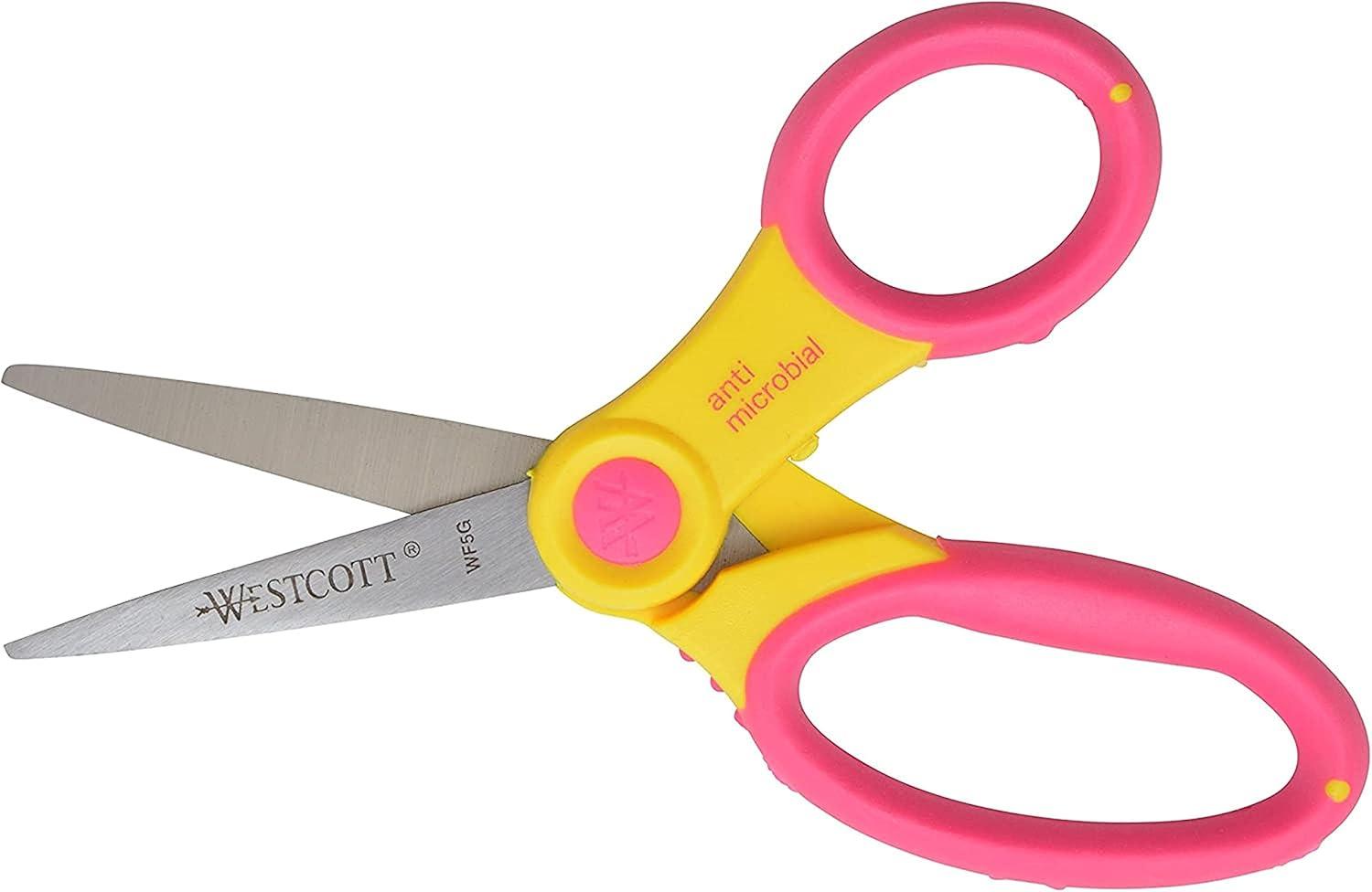 imageWestcott Soft Handle Kids Scissors Assorted Colors 5Inch Pointed 12 Pack 14874