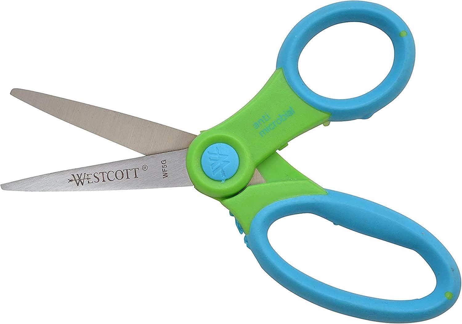 imageWestcott Soft Handle Kids Scissors Assorted Colors 5Inch Pointed 12 Pack 14874