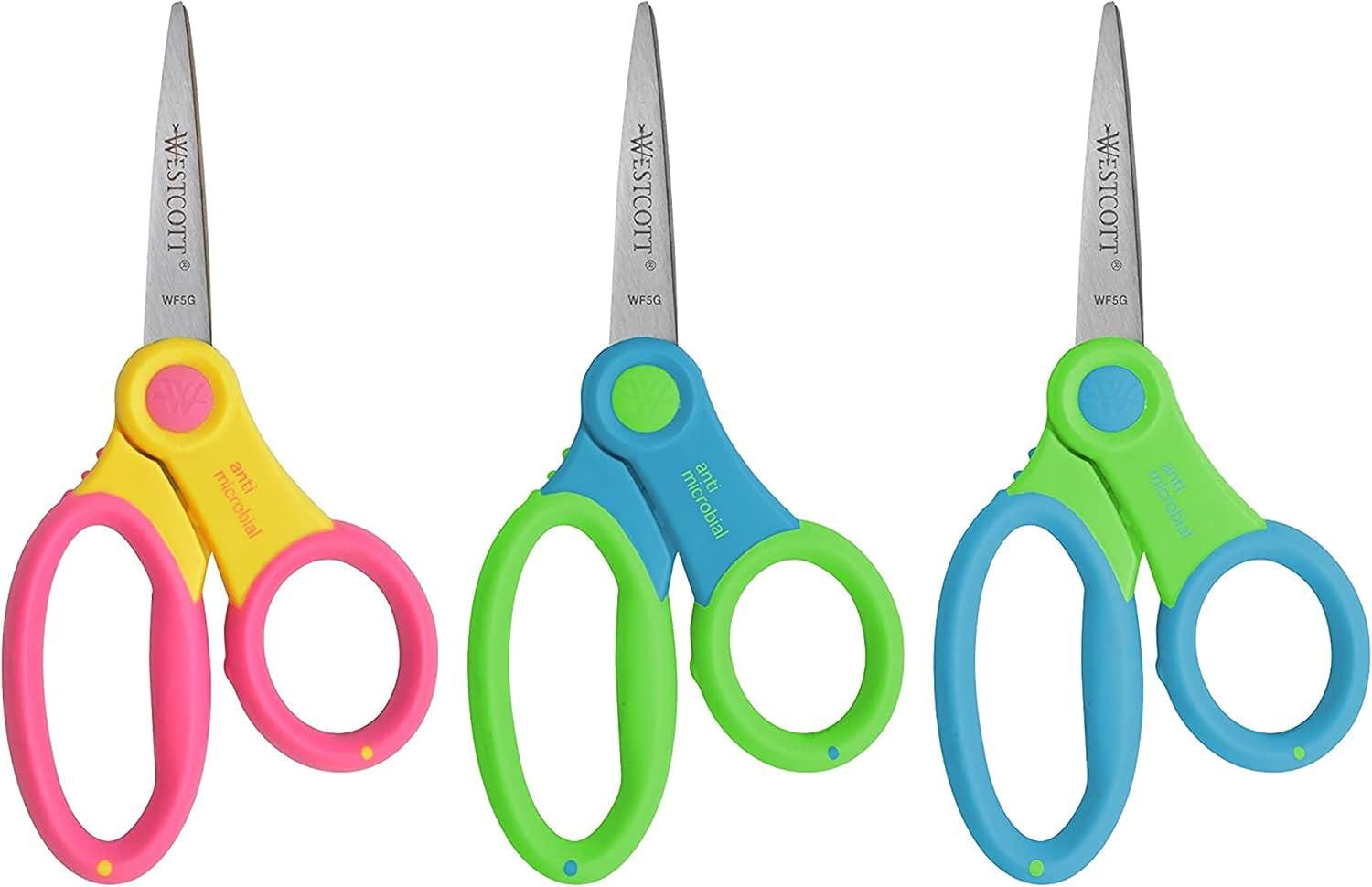 imageWestcott Soft Handle Kids Scissors Assorted Colors 5Inch Pointed 12 Pack 14874
