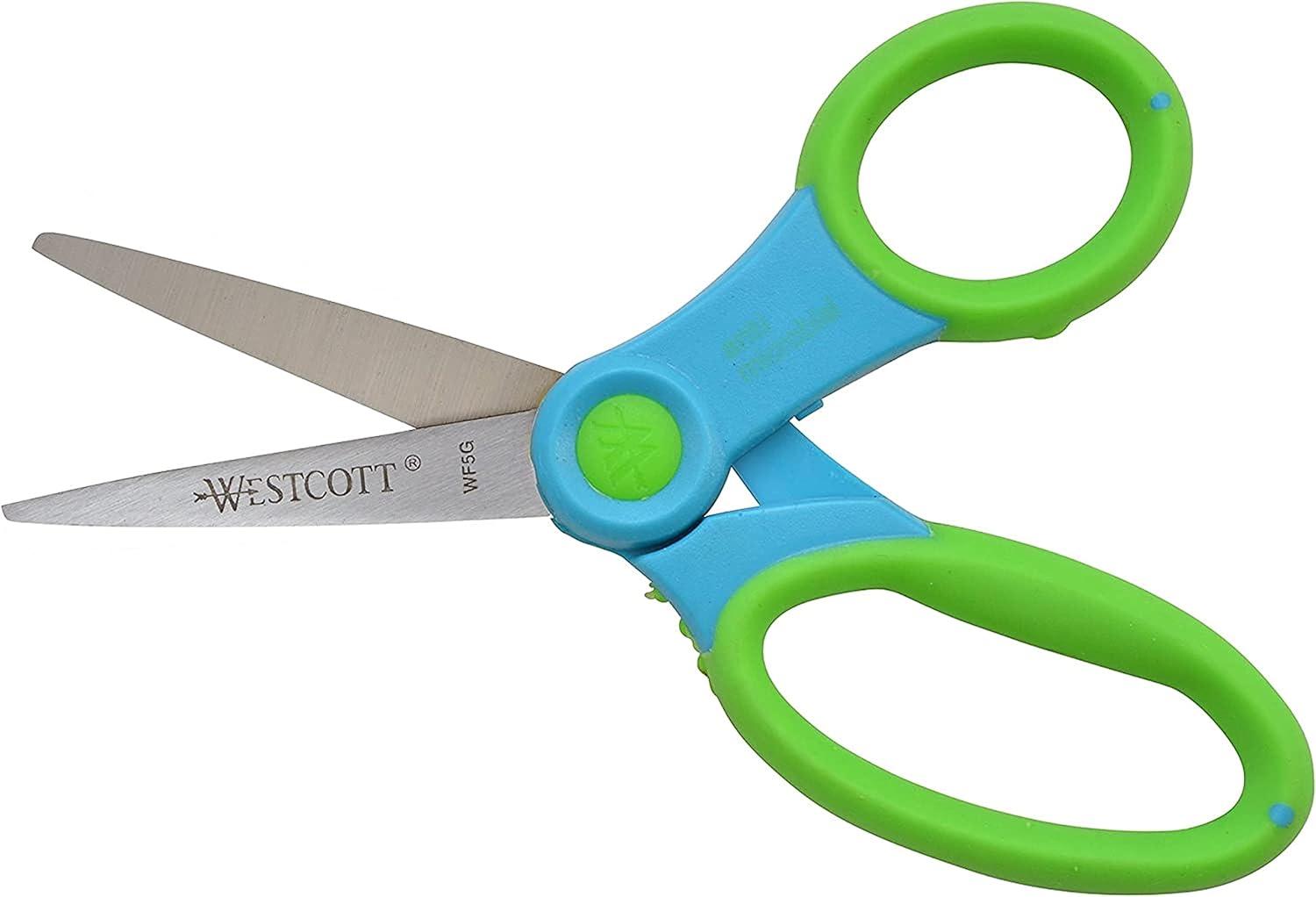 imageWestcott Soft Handle Kids Scissors Assorted Colors 5Inch Pointed 12 Pack 14874