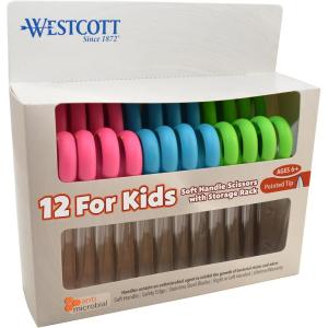 imageWestcott Soft Handle Kids Scissors Assorted Colors 5Inch Pointed 12 Pack 14874
