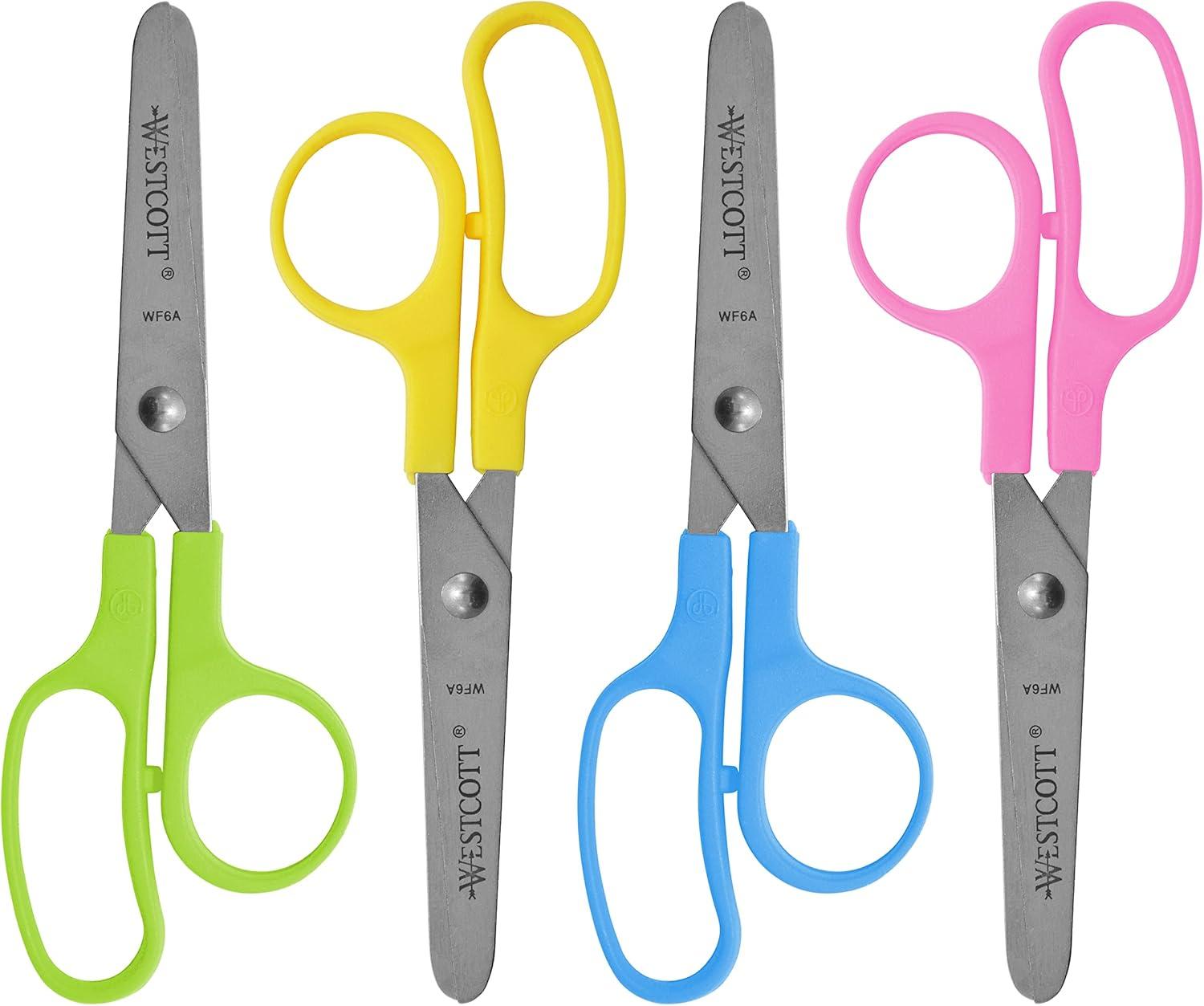 imageWestcott Kleencut Kids Blunt Scissors with Storage Rack 5 Set of 12 Assorted ColorsCase of 3