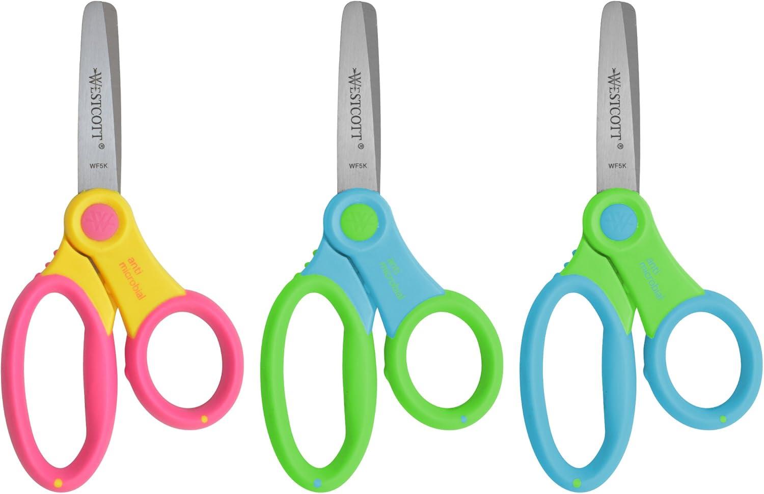 imageWestcott Soft Handle Kids Scissors Assorted Colors 5Inch Blunt 14596