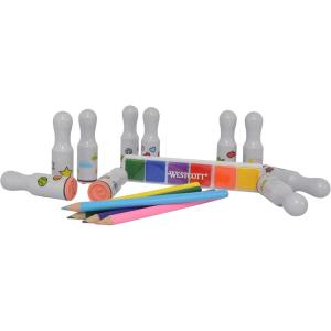imageWestcott 16Piece Stamp Set Includes 10 Stamps Colored Pencils and MultiColor Ink Pad