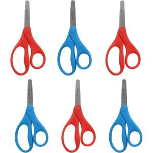 imageWestcott Kids Scissors 5 Inch Pointed Pack of 63 Red and 3 Blue5 Blunt