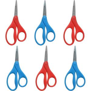 imageWestcott Kids Scissors 5 Inch Pointed Pack of 63 Red and 3 Blue5 Pointed